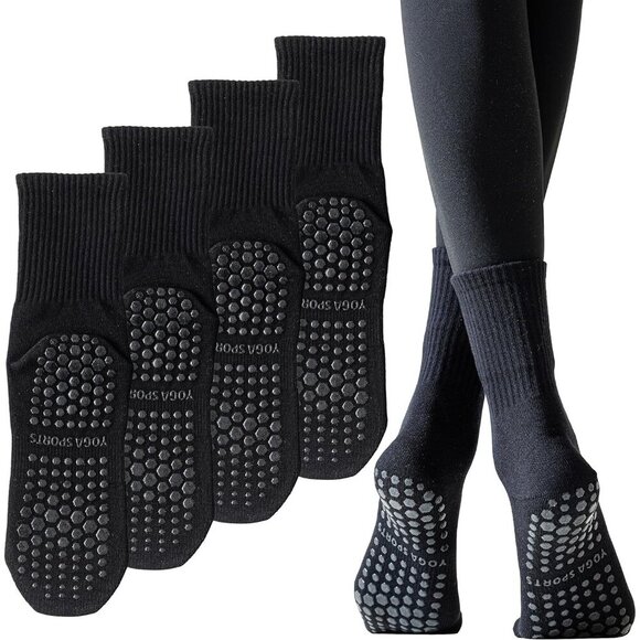 ❤️ Non Slip Socks with Grips for Women Non Skid Gripper Crew Socks for Yoga - Picture 1 of 6